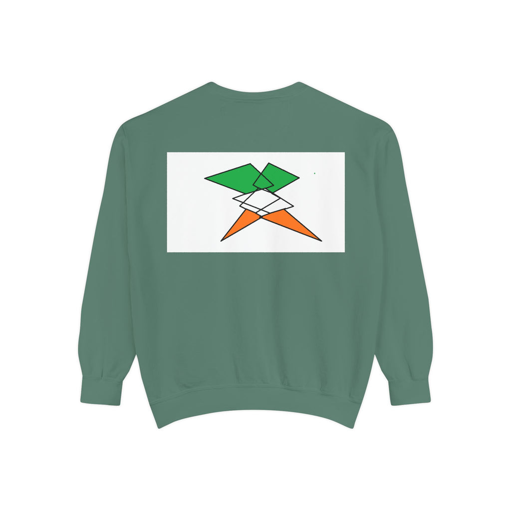 Sweatshirt — Irish Flag Heart & Geometric Back Design (St. Patrick’s Day Gift)
