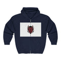Demon Mask Zip Hoodie - Red Oni Face Full-Zip Hooded Sweatshirt