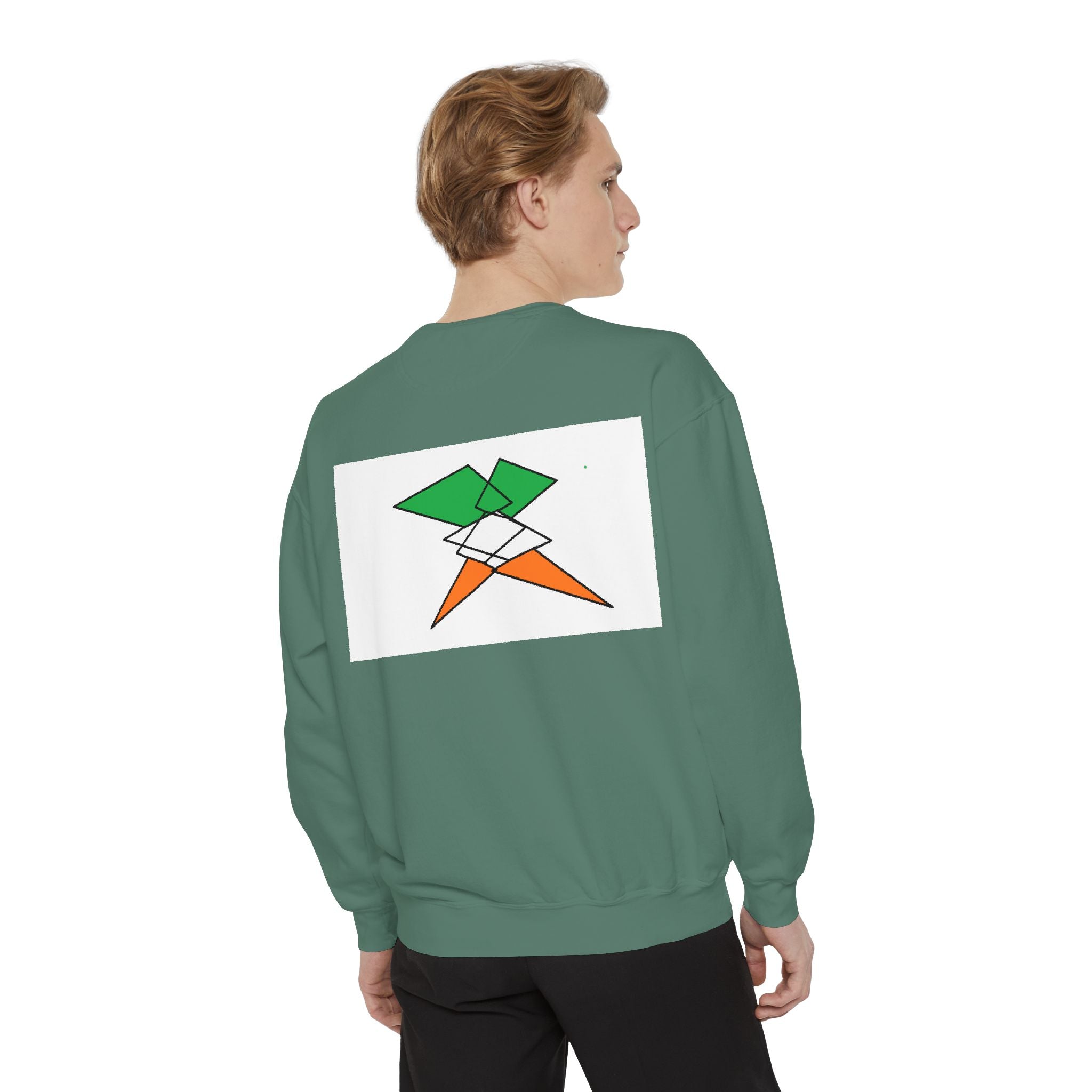 Sweatshirt — Irish Flag Heart & Geometric Back Design (St. Patrick’s Day Gift)