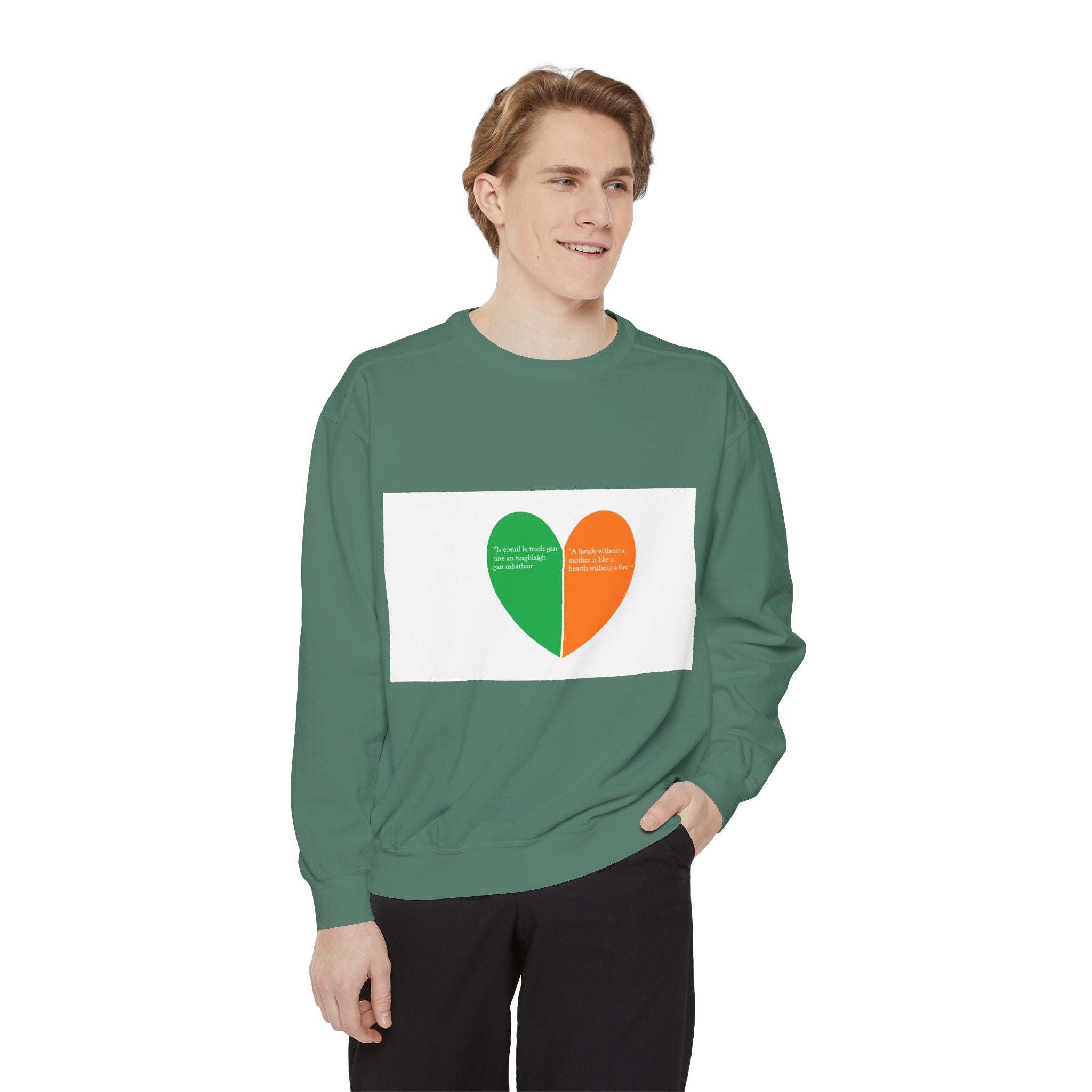Sweatshirt — Irish Flag Heart & Geometric Back Design (St. Patrick’s Day Gift)