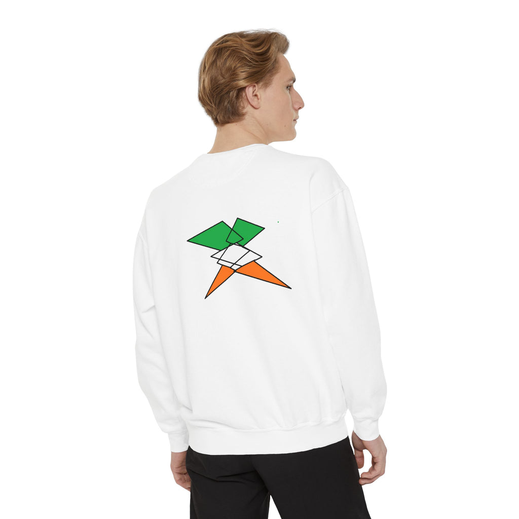 Sweatshirt — Irish Flag Heart & Geometric Back Design (St. Patrick’s Day Gift)