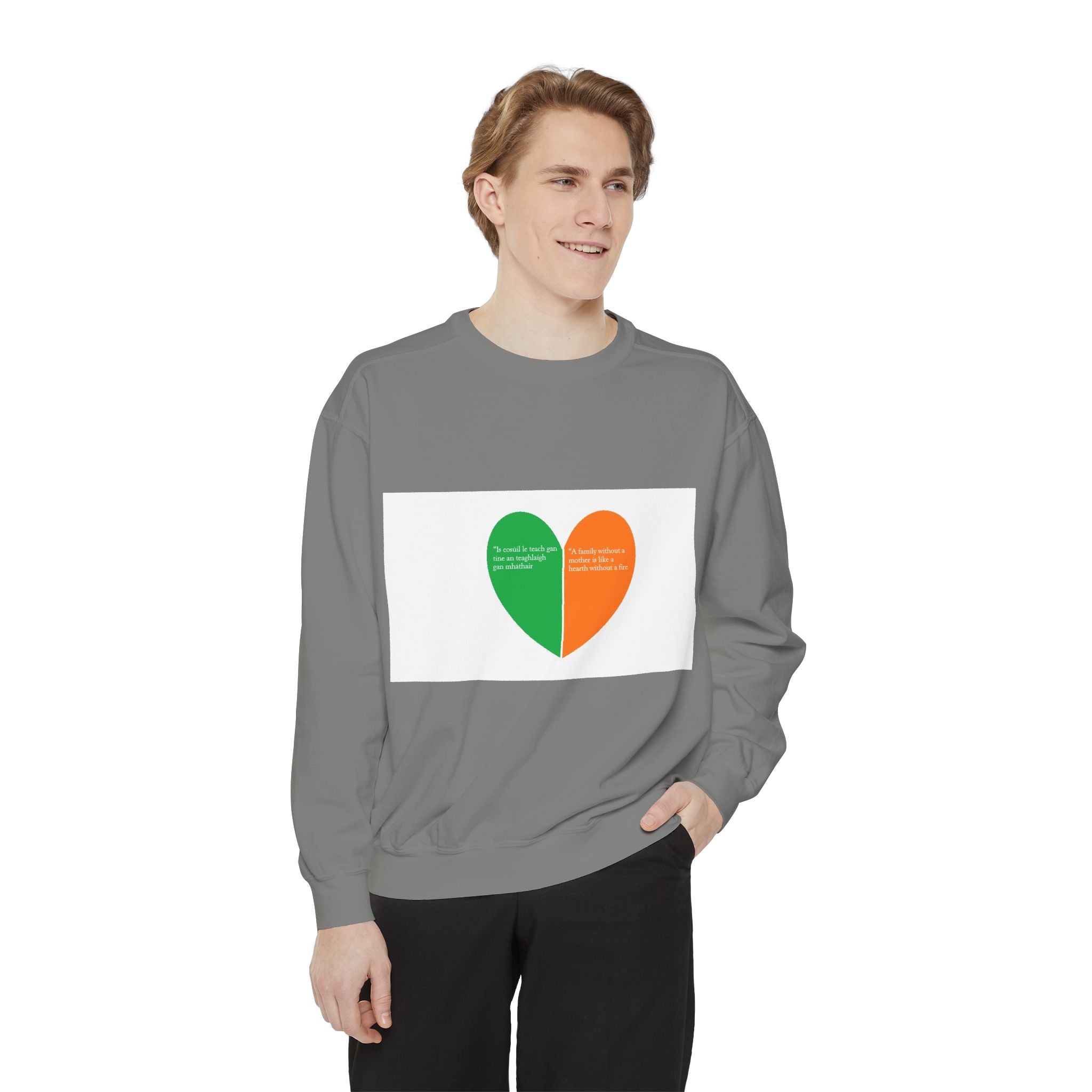 Sweatshirt — Irish Flag Heart & Geometric Back Design (St. Patrick’s Day Gift)